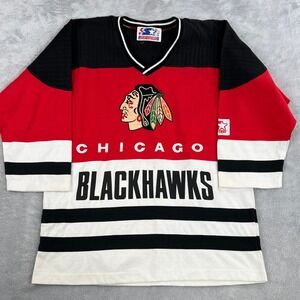 Starter Chicago Blackhawks Hockey Jersey L Red Men Vintage 90s Embroidered NHL